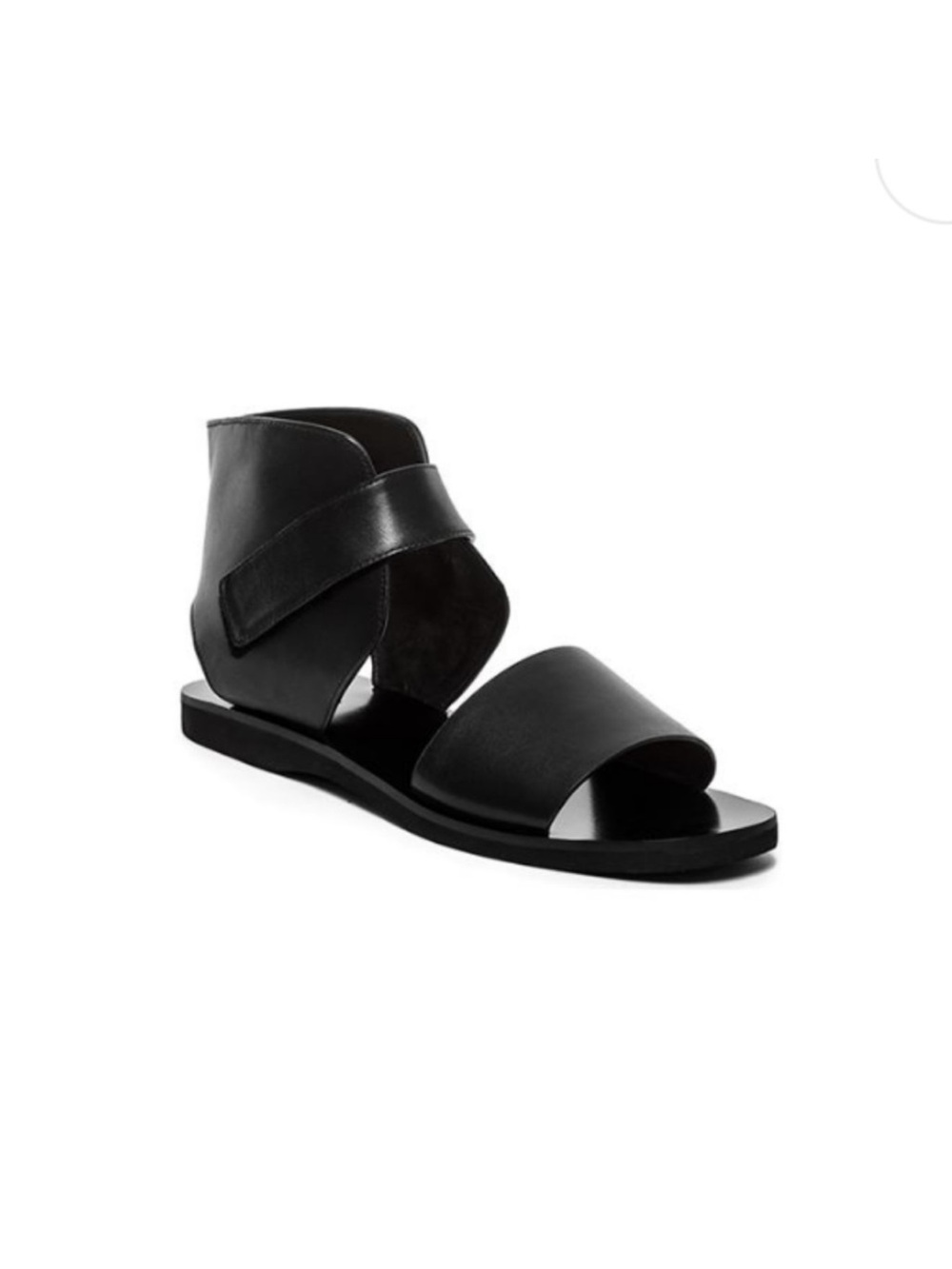 Vince Black Leather Open-Toe Wrap Sandal